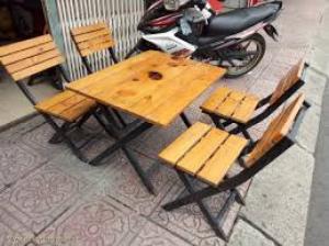 Bàn ghế cafe - bàn ghế gỗ xếp