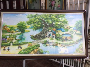 tranh phòng khách đồng quê