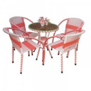 Bộ bàn ghế cafe nhựa giả mây HNT-083