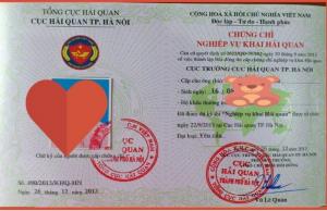 Chứng chỉ khai hải quan điện tử