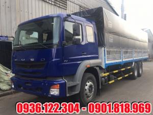 Xe tải Fuso FJ 3 chân 15 tấn thùng mui bạt màu xanh
