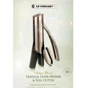 Bộ mở rượu vang cao cấp - bộ mở rượu Le Creuset Antique Chrome Vertical Lever Wine Opener