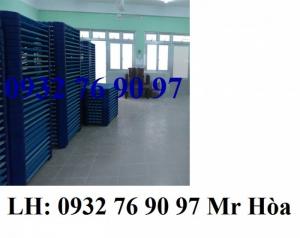 Giường ngủ mầm non vải lưới sọc xanh dương