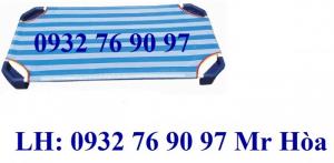Giường ngủ mầm non vải lưới sọc xanh dương