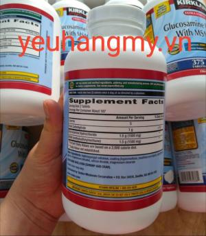 Glucosamine HCL 1500mg With MSM 1500mg 375 Viên Của Mỹ