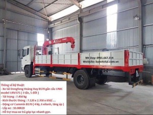 Xe Tải Dongfeng Hoàng Huy B170 Gắn Cẩu Unic model ỦV375( 3 tấn, 5 đốt)