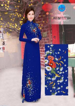 Vải áo dài Hoa cúc đồng tiền và cúc hoạ mi AD N1777