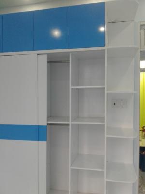Tủ áo MDF cao cấp sơn Trắng - Xanh cho phòng bé trai