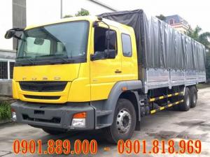 Xe tải Fuso 3 chân 15 tấn thùng mui bạt màu vàng