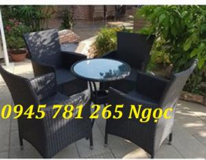 Bộ bàn ghế cafe nhựa giả mây NQ-13