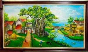 tranh gạch 3d phong cảnh làng quê