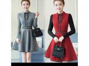 Váy viền phối tay len