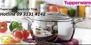 Nồi Tupperware Chef Series Casserole cao cấp, thép không gỉ 5,7 lít nắp kính, thiết kế sang trọng theo tiêu chuẩn Châu Âu