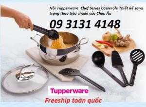 Nồi Tupperware Chef Series Casserole cao cấp, thép không gỉ 5,7 lít nắp kính, thiết kế sang trọng theo tiêu chuẩn Châu Âu