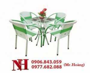 Trọn bộ bàn ghế nhựa giả mây đủ màu sắc