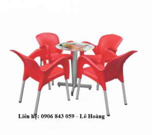 Bàn ghế nhựa nữ hoàng, kinh doanh cà phê, màu đỏ, nhiều mẫu bàn kết hợp