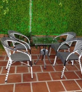 Bàn ghế cafe giả mây cho quán cà phê vỉa hè, nhà hàng, sân vườn, ngoài trời.
