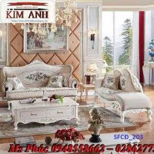 Sofa tân cổ điển phòng khách ms SFCĐ_207 màu hồng pastel giá ưu đãi