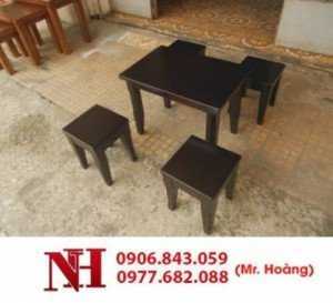 Bàn ghế gỗ cafe mini, 1 bàn 4 ghế nhỏ