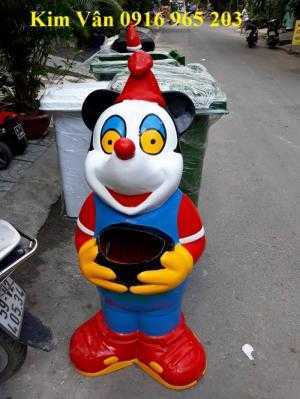 Thùng rác chuột mickey trường học