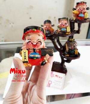 Bộ Tượng 5 Ông Thần Tài + Đế + Thỏi Vàng Thủy Tinh