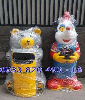Thùng đựng rác hình con thú, thùng rác gấu trúc, ,hình thùng rác chuột mickey,thùng rác cá chép...