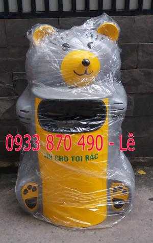 Thùng đựng rác hình con thú, thùng rác gấu trúc, ,hình thùng rác chuột mickey,thùng rác cá chép...