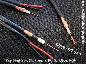 Cáp đồng trục kèm nguồn, cáp camera RG - 58, RG - 59, RG - 6