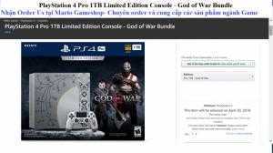 Nhận order PlayStation 4 Pro 1TB Limited Edition Console - God of War Bundle