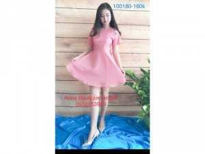 Đầm xoè caro cột nơ