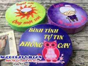 Nệm ngồi cafe, đệm ngồi bệt trà sữa in chữ mới độc lạ.