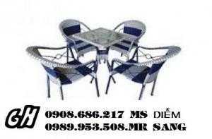 Bàn ghế cafe mây nhựa giá siêu rẻhgh028