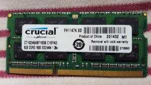 Ram Laptop 8GB DDR3L - Bus 1600MHz | Ram laptop Crucial