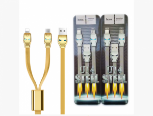 Cáp Hoco U14 Steel Man 2 Đầu Micro và Lightning Đa Năng - MSN181332