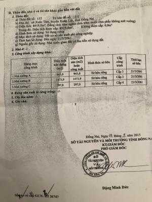 Chính chủ bán hoặc cho thuê nhà xưởng, tọa lạc tại mặt tiền đường Quốc Lộ 1, Ấp 3, Xã Xuân Tâm, Huyện Xuân Lộc, Tỉnh Đồng Nai (cách đường cao tốc Long Thành- Xuân Lộc 01km).
Hiện hữu có 3 nhà xưởng đang hoạt động với diện tích từng nhà xưởng là 297m2, 945m2 và 1.473m2. Rất thích hợp cho công ty may mặc, showroom xe cơ giới, trạm dừng chân, khu ẩm thực,……. Giấy tờ hợp lệ.
Giá bán: 30 tỷ, giá thuê: 300tr. LH: 090 7787 000