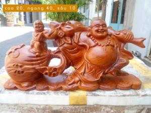 Tượng Phật Di Lặc kéo bao tiền gỗ hương - TPT34