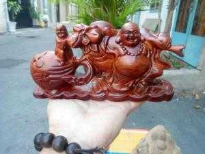 Tượng Phật Di Lặc để ô tô gỗ hương - TPT10htd
