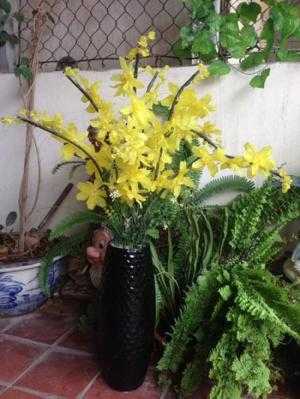 Bình hoa lan pha lê màu vàng Cao: 90cm
