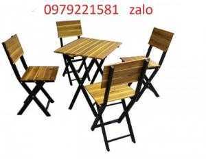 Bàn ghế gỗ chân sắt cần bán gấp