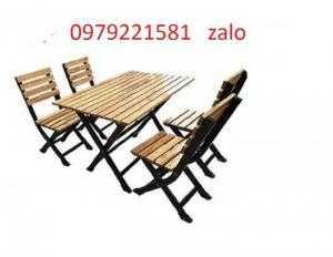 Bàn ghế gỗ chân sắt cần bán gấp
