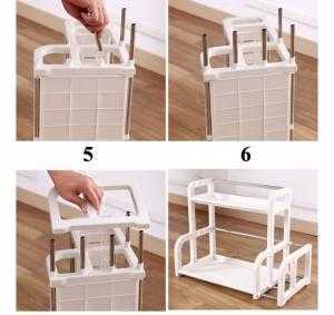 Kệ đựng đồ nhà bếp thông minh 2 tầng có khay để thớt
