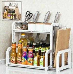 Kệ đựng đồ nhà bếp thông minh 2 tầng có khay để thớt
