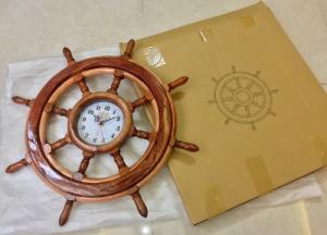 Mô hình Vô lăng tàu 50cm bằng gỗ tự nhiên