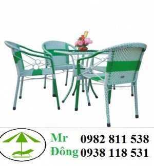 Bộ bàn ghế cafe nhựa giả mây Phương Đông PĐ032