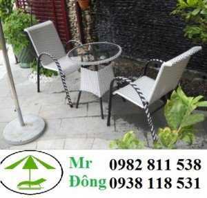 Bộ bàn ghế cafe nhựa giả mây Phương Đông PĐ039