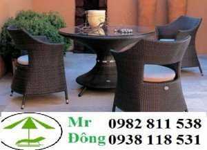 Bộ bàn ghế cafe nhựa giả mây Phương Đông PĐ353