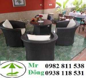 Bộ bàn ghế cafe nhựa giả mây Phương Đông PĐ353