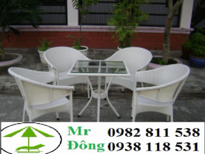 Bộ bàn ghế cafe nhựa giả mây Phương Đông PĐ447