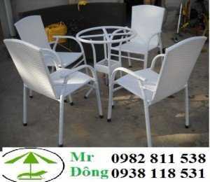 Bộ bàn ghế cafe nhựa giả mây Phương Đông PĐ447