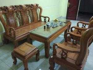 Bộ bàn ghế giả cổ trạm quốc đào gỗ gõ đỏ